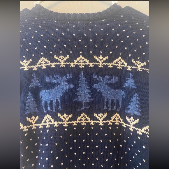 POLO Ralph Lauren boys navy Pima cotton and wool reindeer sweater size 7 - Picture 8 of 9